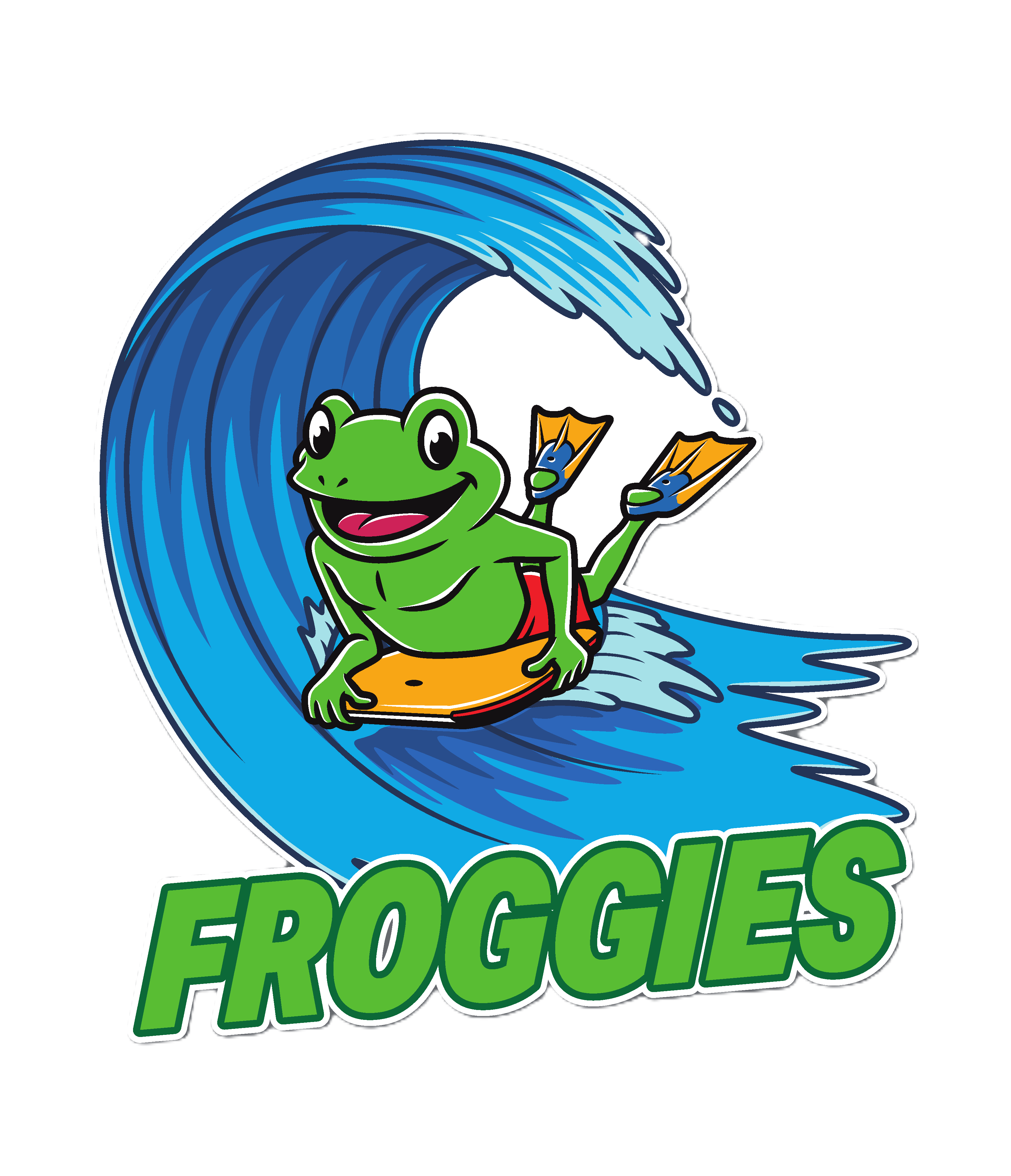 Prone Bodyboarding Frog Sticker